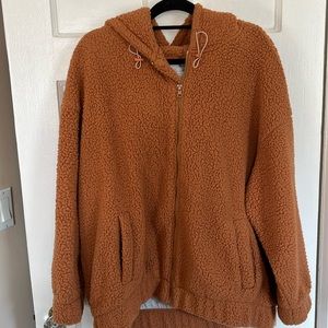 Aerie size L brown very warm teddy jacket w/hood very good condition